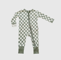 Baby Boy or Girl Bamboo Green Checkered Sleeper