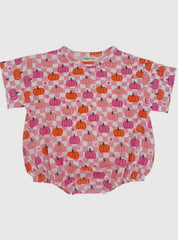 Baby Bamboo Pink CheckerBoard Pumpkin Bubble Romper