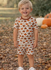 Baby and Toddler Bamboo Pumpkin Checkerboard 2 Piece Set Short Sleeves