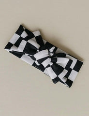 Baby and Toddler Girl Black or Pink Checkered Headband