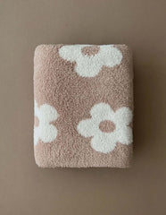 Baby Girl Cotton Floral Reversible Brown and Cream Cozy Blanket