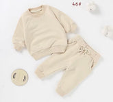 Baby and Toddler Organic Cotton Beige Crew Neck and Jogger Set