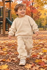 Organic Cotton Beige Crew Neck and Jogger Set