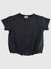 Baby Cotton Charcoal Speckle Bubble Romper
