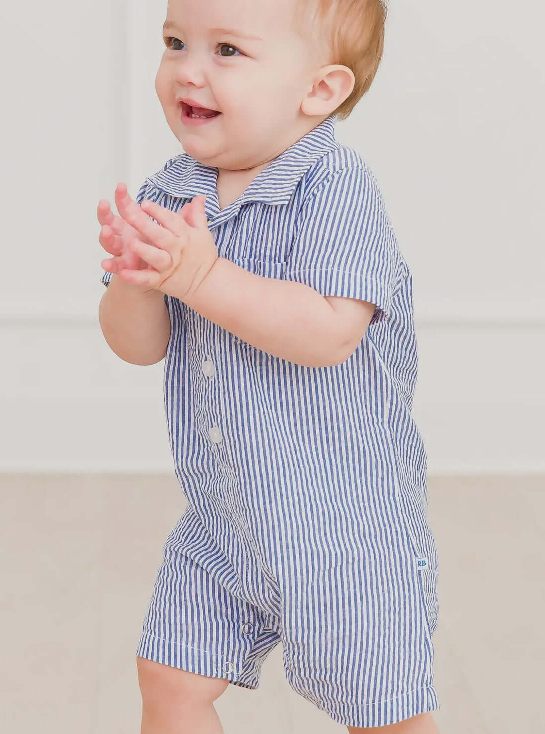 Sally Blue and White Stripe Romper
