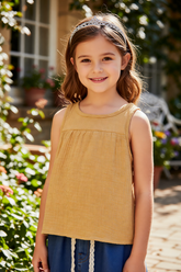 Baby and Toddler Girl Muslin Organic Cotton Fall Yellow Tank Top