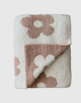 Baby Girl Cotton Floral Reversible Brown and Cream Cozy Blanket