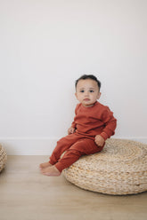 Baby and Toddler Red Organic Cotton Waffle Knit Little Explorer Crew Neck