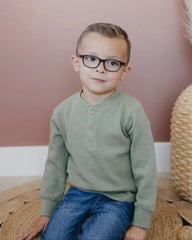 Baby and Toddler Boy Organic Cotton Waffle Knit Growing Up Sage Henley