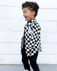 Baby and Toddler Boy Cotton Black and White Checkered Shacket