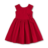 Organic Cap Sleeve Party Dress with Bow Sash in Red Sateen