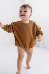 Toddler Sweatshirt Bubble Romper Cinnamon