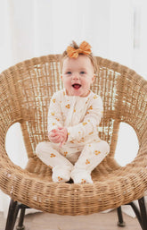 Baby Girl Bamboo Floral Sleeper with Ruffles