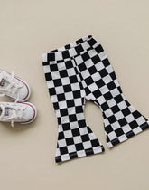 Baby and Toddler Girl Black Checkered Flare Leggings