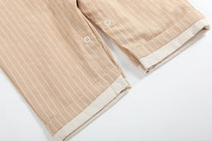 Baby Boys Light Brown Pinstripe Pumpkin Smocked Overalls