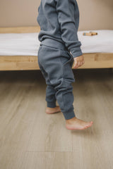 Baby and Toddler For Boys or Girls Charcoal Organic Cotton Waffle Knit Little Explorer Joggers