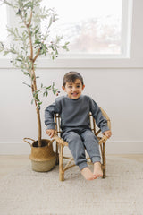 Baby and Toddler For Boys and Girls Organic Cotton Waffle Knit Charcoal Gray Little Explorers Crew Neck