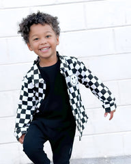 Baby and Toddler Boy Cotton Black and White Checkered Shacket