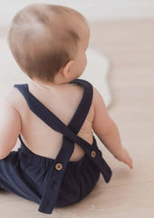 Baby and Toddler Boys Organic Cotton Overalls in Navy or Oatmeal