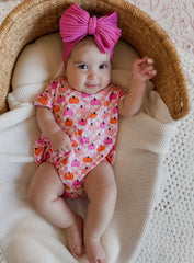 Baby Bamboo Pink CheckerBoard Pumpkin Bubble Romper