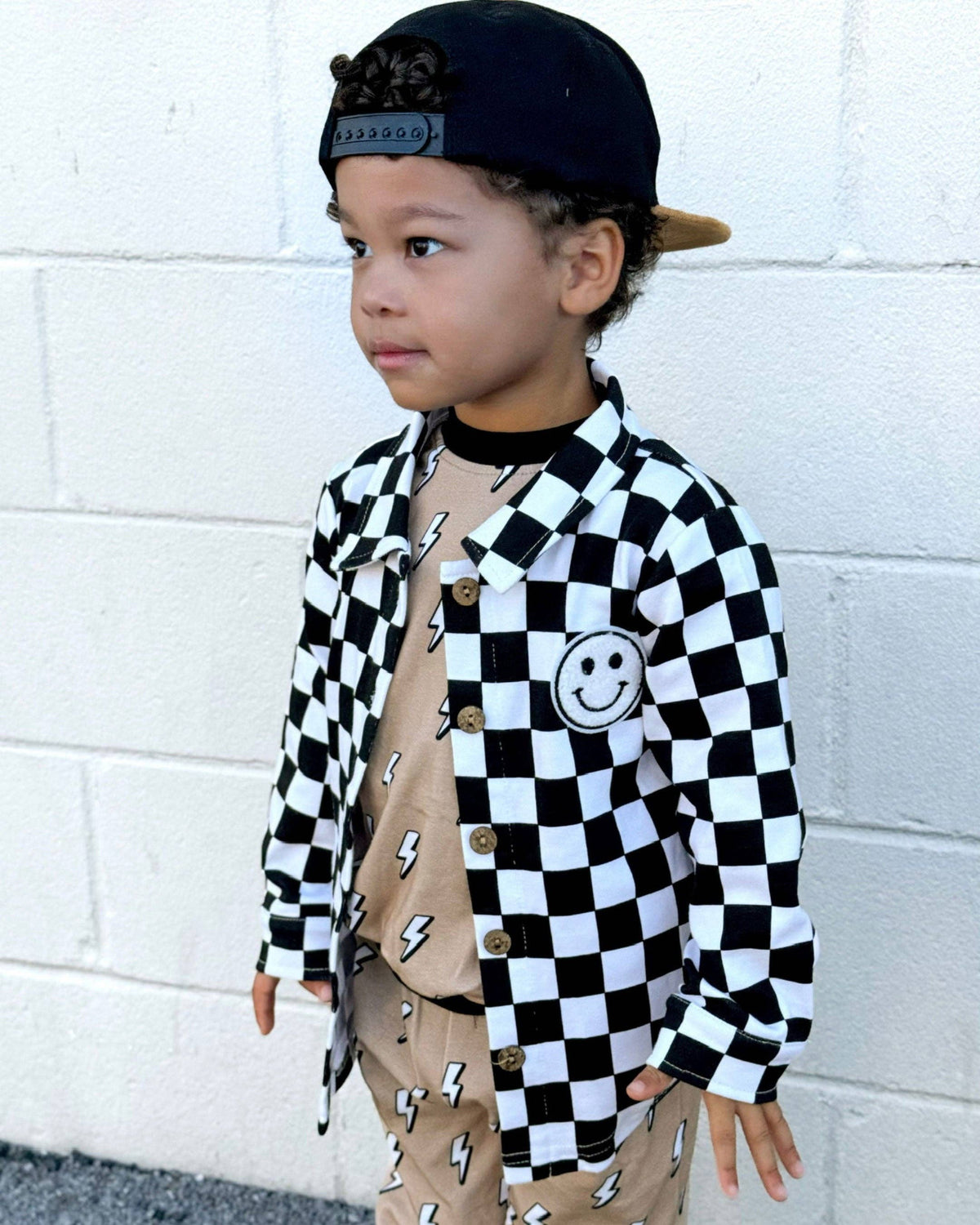 Baby and Toddler Boy Cotton Black and White Checkered Shacket