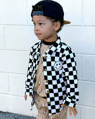 Baby and Toddler Boy Cotton Black and White Checkered Shacket