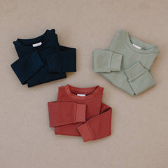 Baby and Toddler Red Organic Cotton Waffle Knit Little Explorer Crew Neck