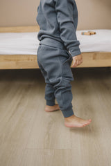 Baby and Toddler For Boys and Girls Organic Cotton Waffle Knit Charcoal Gray Little Explorers Crew Neck