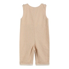 Baby Boys Light Brown Pinstripe Pumpkin Smocked Overalls