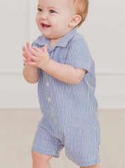 Blue and White Stripped Romper