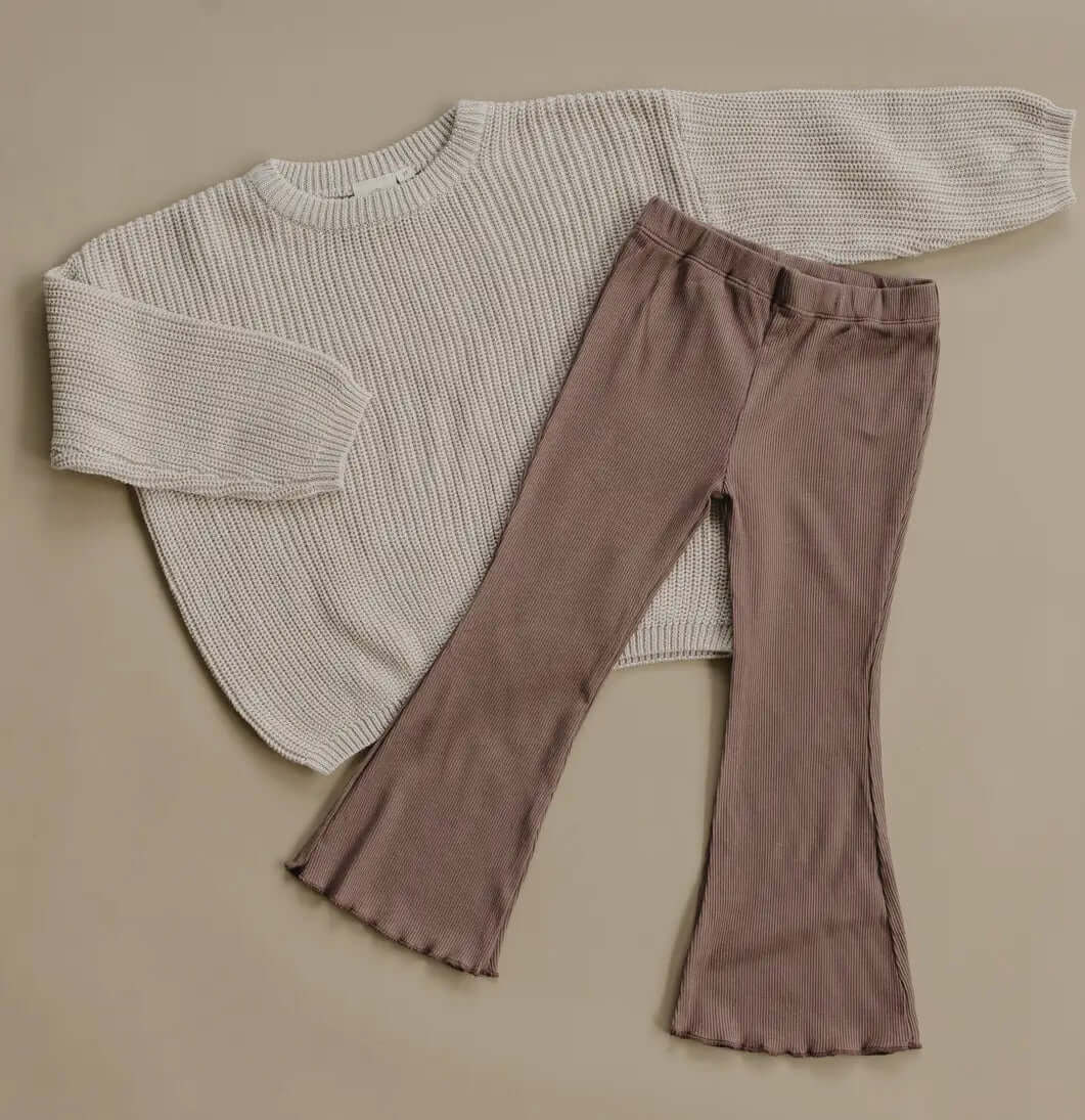 Baby and Toddler Moxlee’s Bamboo Flare Leggings-Cocoa