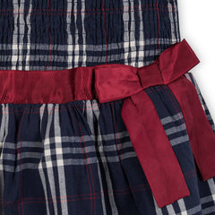 Organic Smocked Poplin Dress: First Day Plaid / 2T