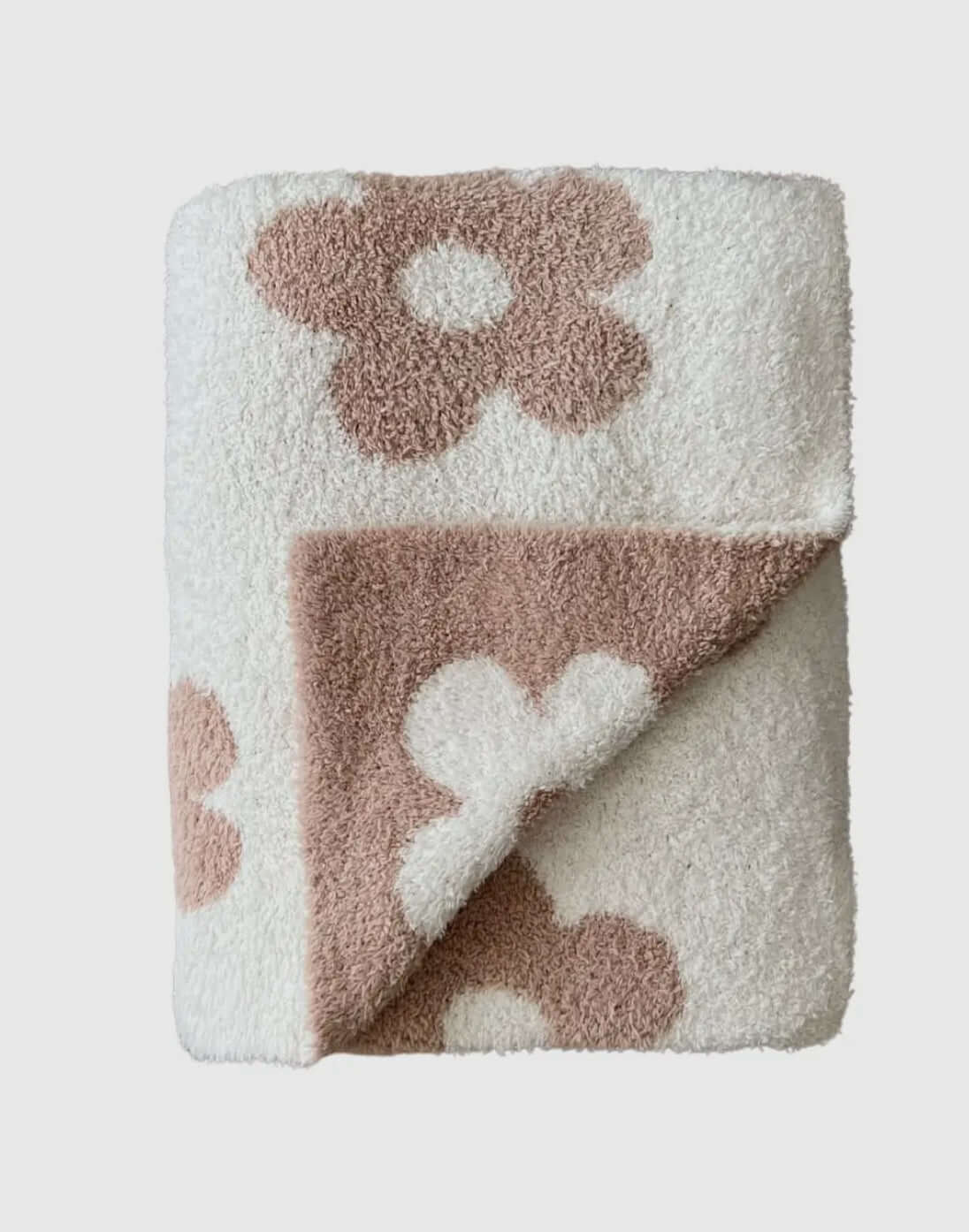 Baby Girl Cotton Floral Reversible Brown and Cream Cozy Blanket