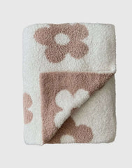 Baby Girl Cotton Floral Reversible Brown and Cream Cozy Blanket