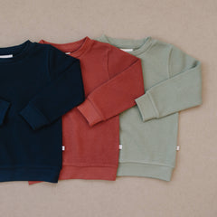 Baby and Toddler Navy Organic Cotton Waffle Knit Little Explorers Crew Neck