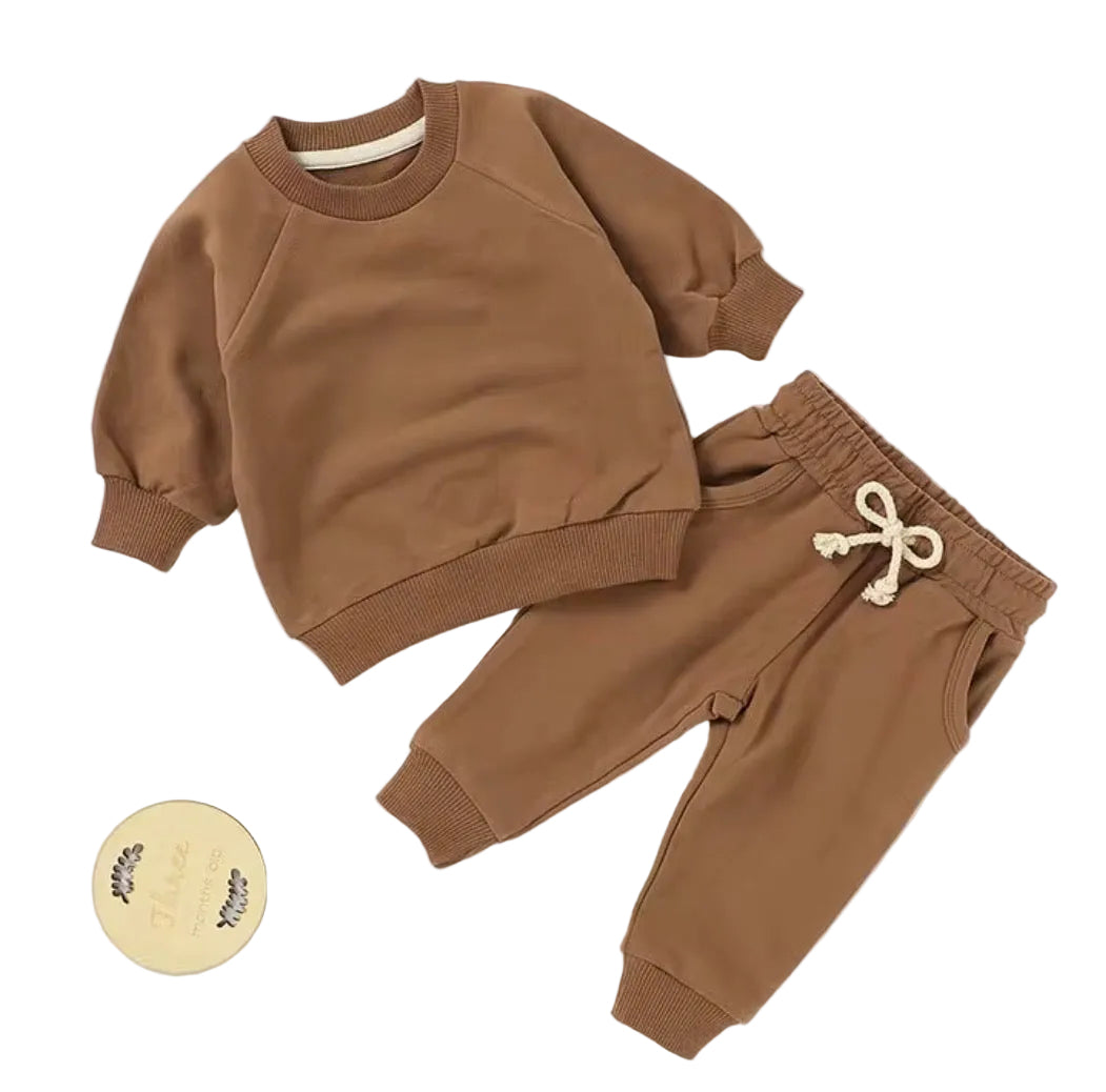Baby and Toddler Organic Cotton Cinnamon Fall Crew Neck and Jogger Set
