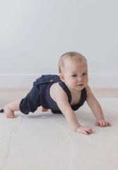 Baby and Toddler Boys Organic Cotton Overalls in Navy or Oatmeal