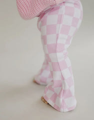 Baby and Toddler Girl Cotton Pink Checkered Flare Leggings