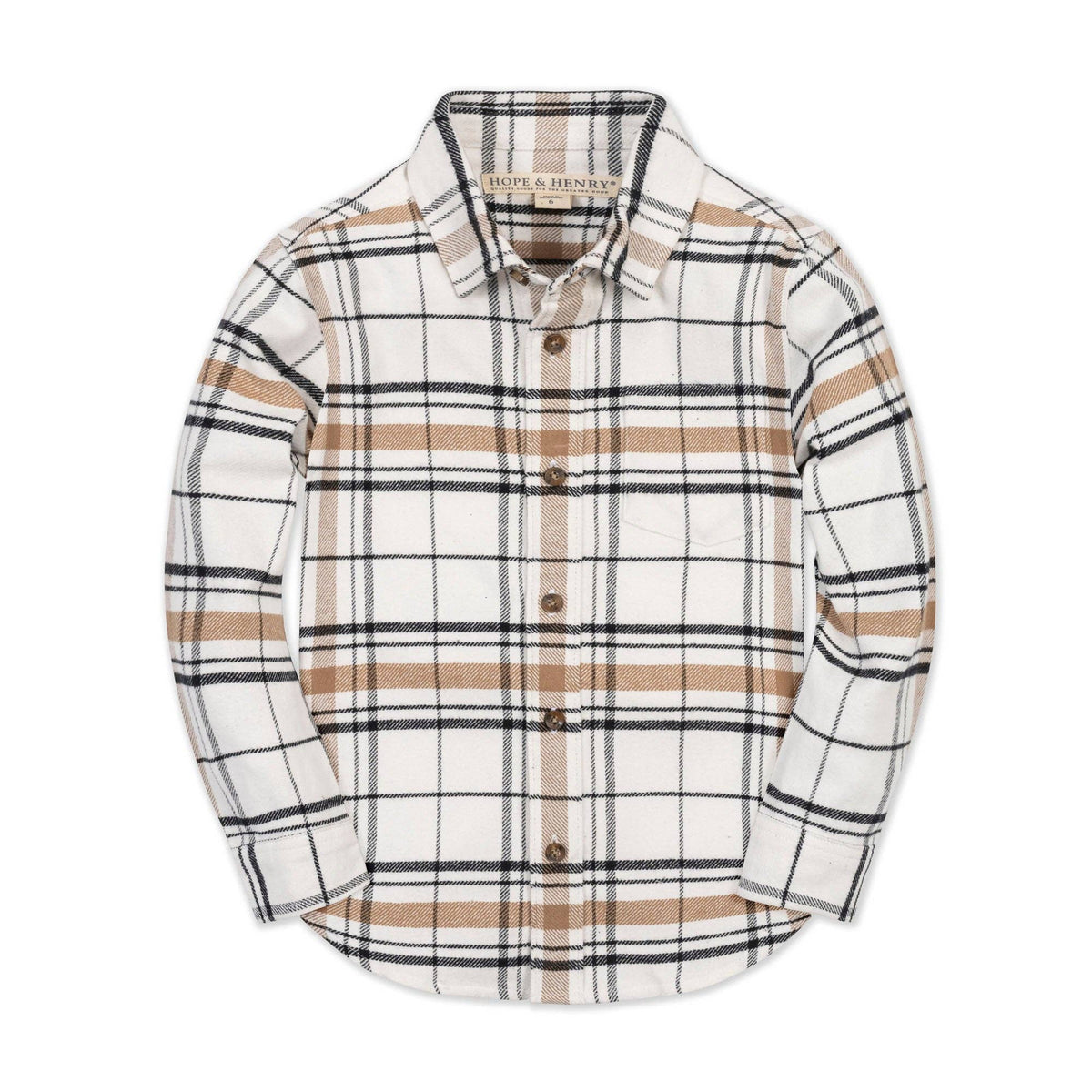 Organic Flannel Shirt: Soft White Heirloom Plaid / 2T