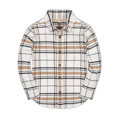 Organic Flannel Shirt: Soft White Heirloom Plaid / 2T