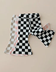 Baby and Toddler Girl Black Checkered Flare Leggings