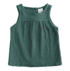 Baby and Toddler Girls Muslin Organic Cotton Fall Green Tank Top