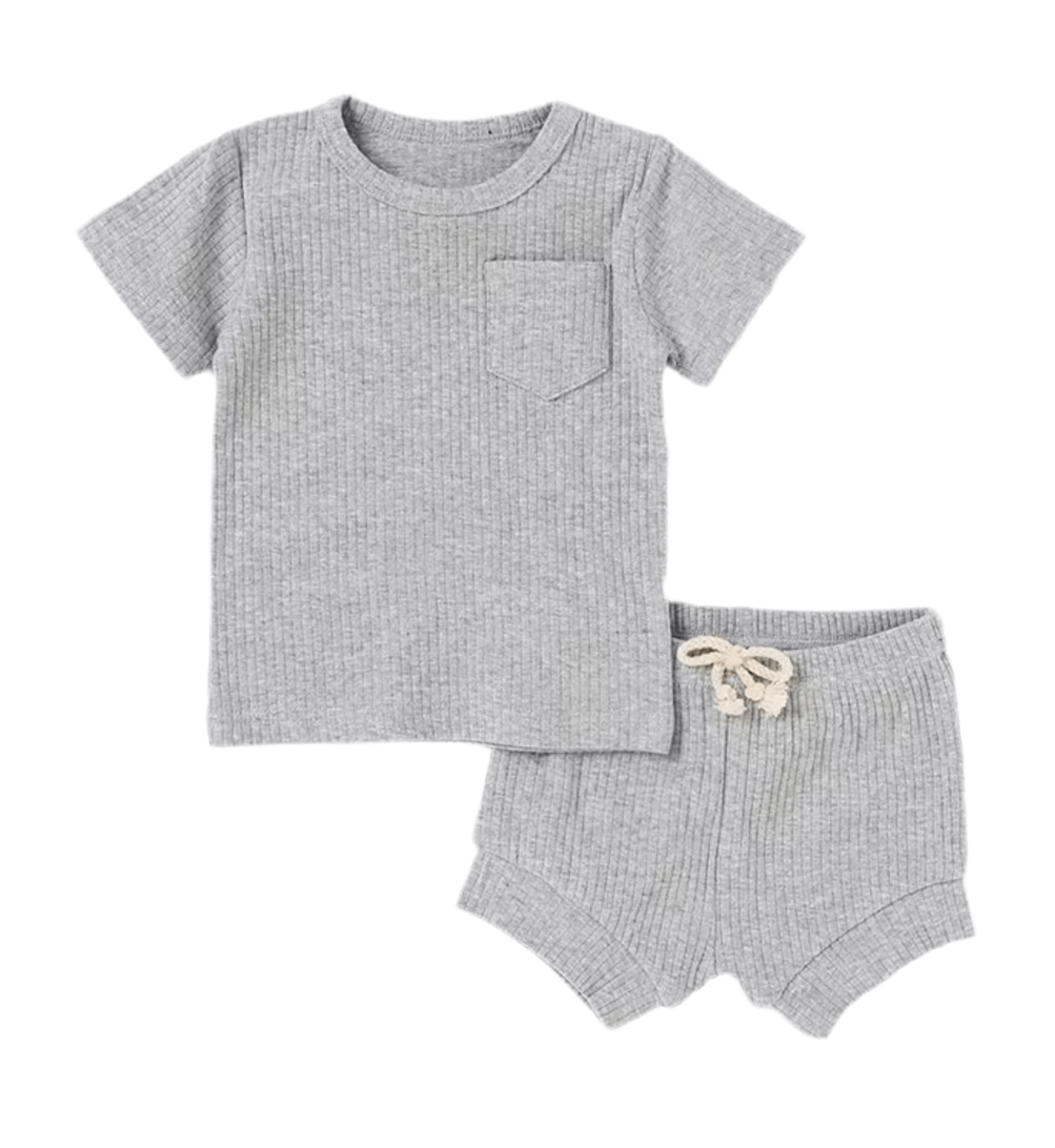 Light Gray Playtime Set-Ribbed Organic Cotton
