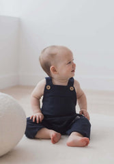 Baby and Toddler Boys Organic Cotton Overalls in Navy or Oatmeal