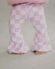 Baby and Toddler Girl Cotton Pink Checkered Flare Leggings