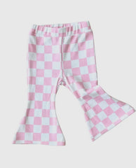 Baby and Toddler Girl Cotton Pink Checkered Flare Leggings