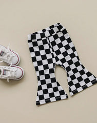 Baby and Toddler Girl Black Checkered Flare Leggings