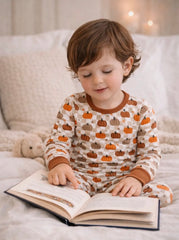 Baby and Toddler Bamboo Pumpkin Checkerboard 2 Piece Set Long Sleeves