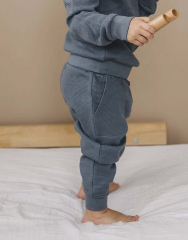 Baby and Toddler Boy or Girls Organic Cotton Waffle Knit Little Explorer Joggers