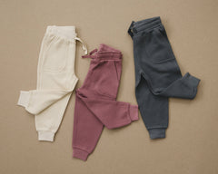 Baby and Toddler For Boys or Girls Charcoal Organic Cotton Waffle Knit Little Explorer Joggers